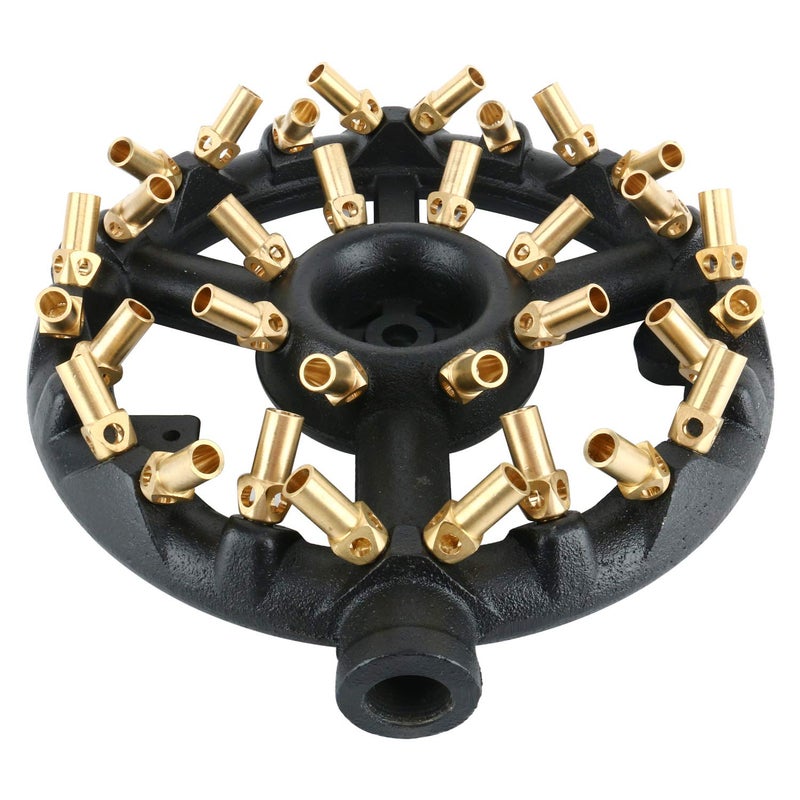 Homend Propane Gas Jet Burner For Chinese Wok Range, Grilling, Stir Fry - Cast Iron Body Round Nozzle Jet Burner with 32 Brass Tips - Up 160,000 BTU (Propane Gas, 32 Tips, 0.5mm Hole) - Image 5